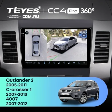 Штатная магнитола Teyes CC4 Pro 360 12/256 Peugeot 4007 (2007-2012) Декор Тип-A