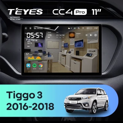 Штатная магнитола Teyes CC4 Pro 8/128 Chery Tiggo 3 (2016-2018) (11")