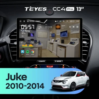 Штатная магнитола Teyes CC4 Pro 8/128 Nissan Juke (2010-2014) (13")