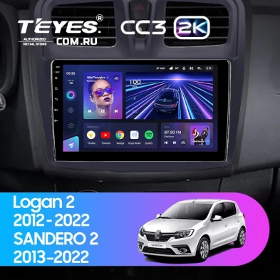 Штатная магнитола Teyes CC3 2K 360 6/128 Renault Sandero 2 (2013-2022) F1 (10")