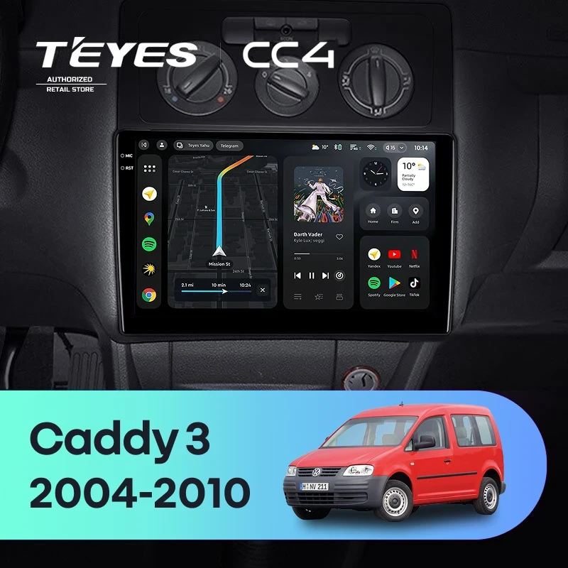 Штатная магнитола Teyes CC4 8/128 Volkswagen Caddy 2K (2004-2010)