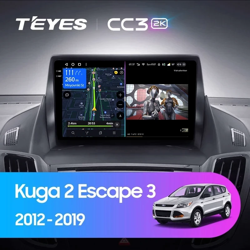 Штатная магнитола Teyes CC3 2K 4/32 Ford Kuga 2 (2012-2019) Тип-A
