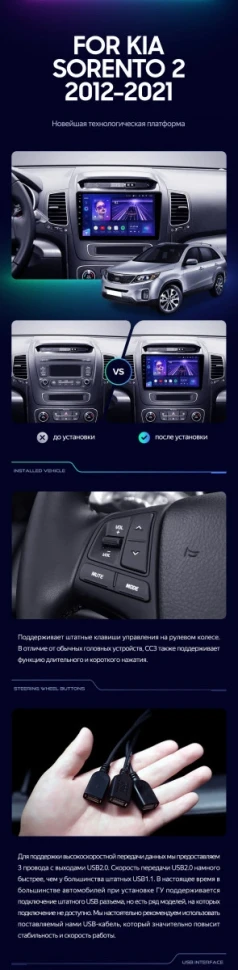 Штатная магнитола Teyes CC3 4/32 Kia Sorento 2 II XM (2012-2021) F2