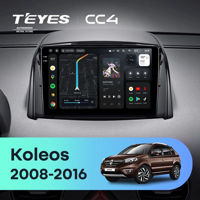 Штатная магнитола Teyes CC4 6/64 Renault Koleos (2008-2016) Тип-B