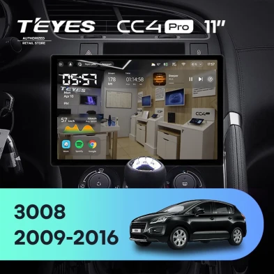 Штатная магнитола Teyes CC4 Pro 12/256 Peugeot 3008 1 (2009-2016) F2 (11")