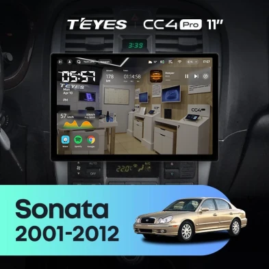 Штатная магнитола Teyes CC4 Pro 12/256 Hyundai Sonata EF рестайлинг (2001-2012) (11")