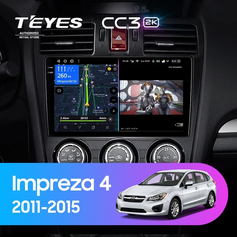 Штатная магнитола Teyes CC3 2K 4/64 Subaru Impreza 4 (2011-2015) Тип-B