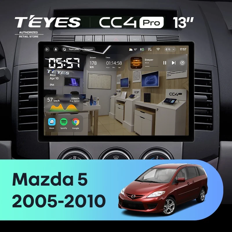 Штатная магнитола Teyes CC4 Pro 8/128 Mazda 5 2 CR (2005-2010) (13")