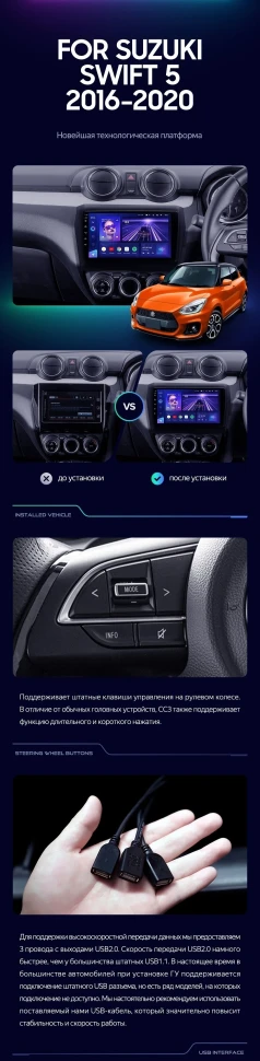 Штатная магнитола Teyes CC3 2K 4/64 Suzuki Swift 5 (2016-2020)